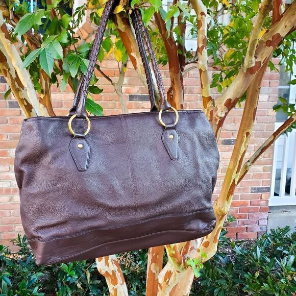 Vintage Wilson Leather Dark Brown Braided Handle Detail Satchel Bag - Picture 8 of 11